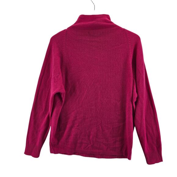 Tahari 100% Cashmere Sweater Women Small Mock Neck Fuchsia Pink Oversized Ribbed - Picture 3 of 8
